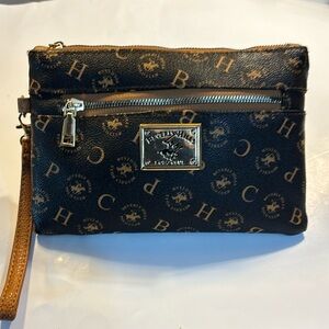 Beverly Hills Polo Club wristlet brown and gold with zippered top